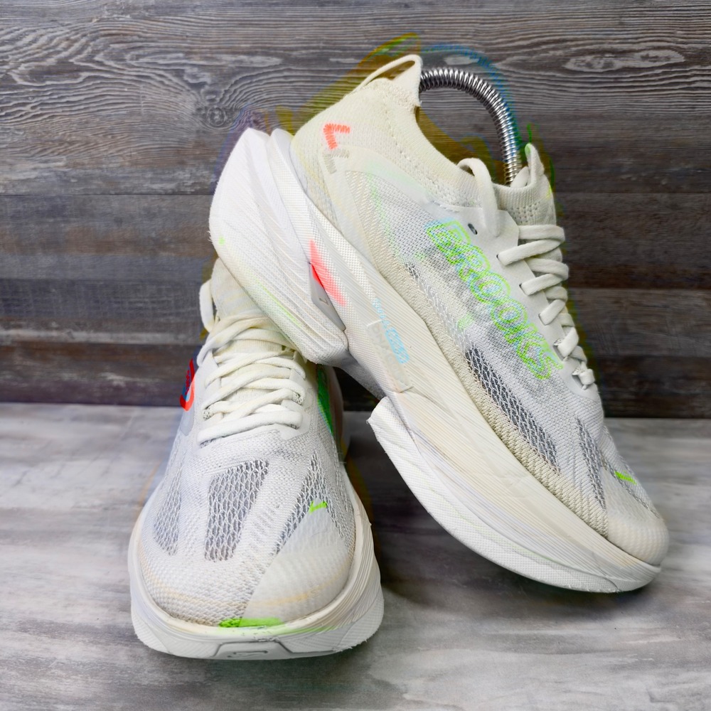 Brooks Hyperion Max Running Shoes Womens Size 7 White Neon Green 1204551B182 - Picture 5 of 9